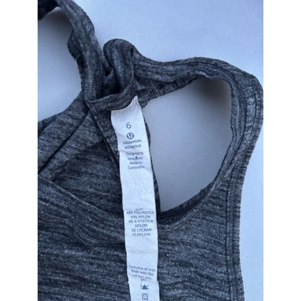 Lululemon Womens Heather Gray Tank Trapeze Twist Tank Top Gym Running Yoga Sz 6